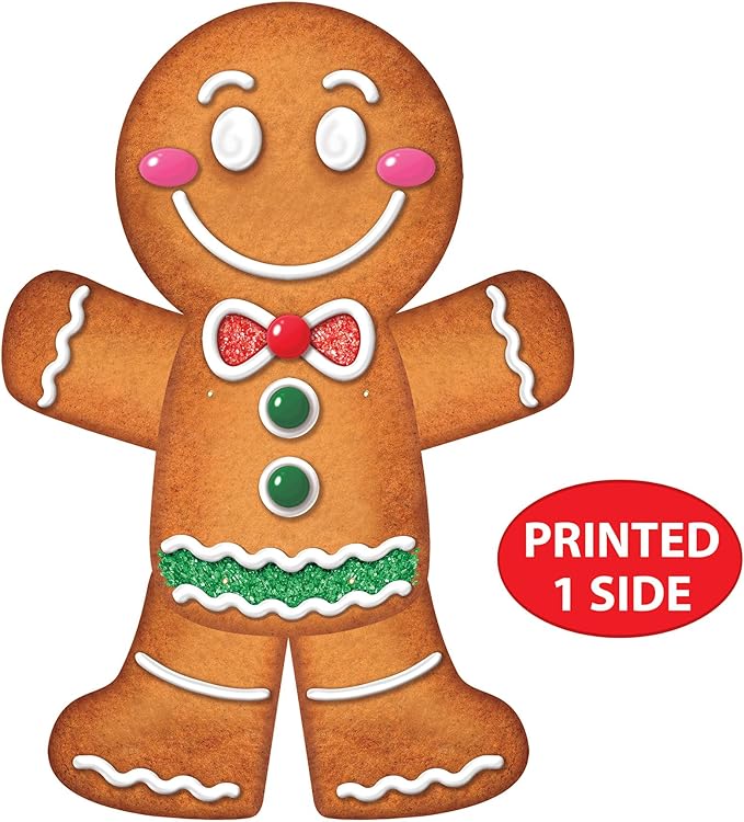 Beistle Jointed Gingerbread Man, 3’- Christmas Wall Decorations, Unique Gingerbread House Décor for Holiday Parties, Winter Wonderland Seasonal Accent for Homes and Classrooms