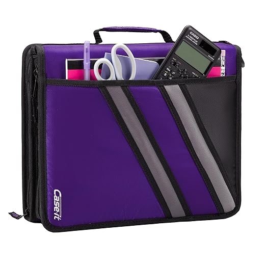 Case-it The Z Shape Zipper - Two s in One - Double Sided 1.5 Inch D-Ring - Multiple Pockets - 500 Page Capacity - Comes with Shoulder Strap, Deep Purple, Z-176