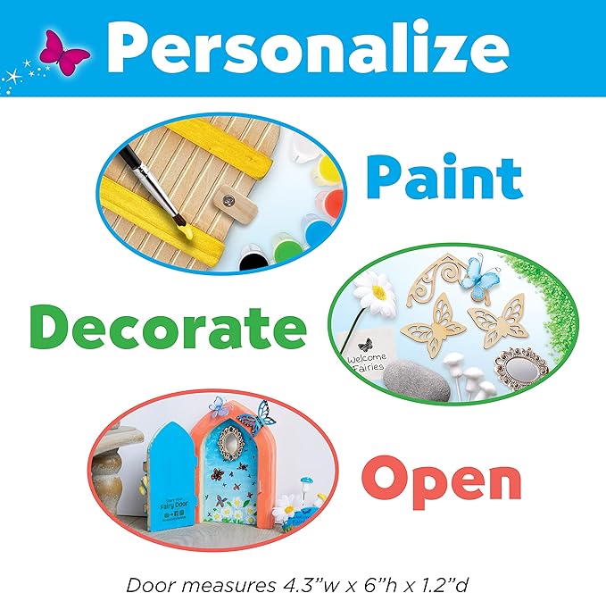 Creativity for Kids Butterfly Fairy Door Kit - Painting Arts and Crafts for Kids, Creative Gifts for Girls and Boys (Ages 6+)