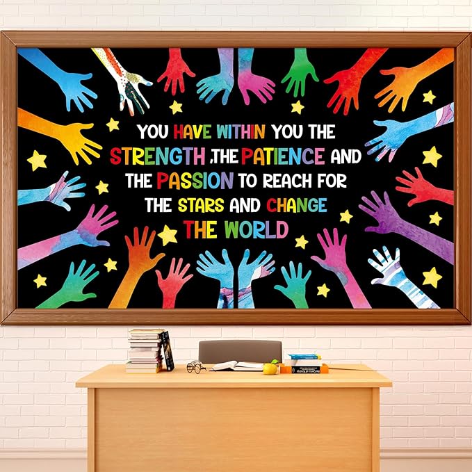 We Can Change The World Bulletin Board Set Student Diversity Bulletin Board Decorations Colorful Handprint Themed Classroom Bulletin Boards Motivational Hands Cutouts School Wall Decor