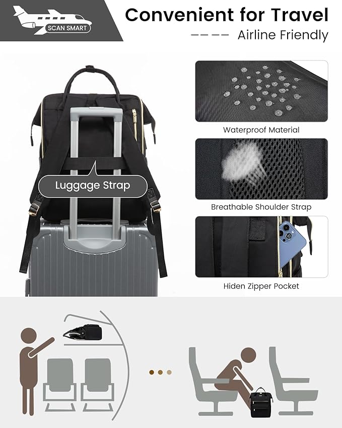 LOVEVOOK Laptop Backpack for Women, 17 Inch Work Teacher Nurse Bag with Laptop Compartment, Large Capacity Business Computer Backpack Purse with USB Port, Stylish Casual Daypack for Travel