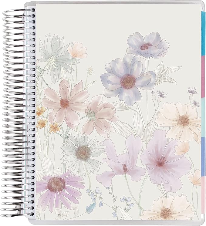 Erin Condren Platinum Coil Spiral Bound 12 Month Life Planner Wildflowers Classic Cover All-in-One Weekly Monthly Calendar & Journal w Lined Notes & Goal-Setting Pages. 80 Lb. Thick Mohawk Paper -