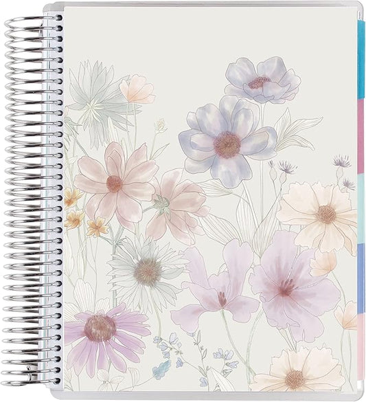 Erin Condren Platinum Coil Spiral Bound 12 Month Life Planner Wildflowers Classic Cover All-in-One Weekly Monthly Calendar & Journal w Lined Notes & Goal-Setting Pages. 80 Lb. Thick Mohawk Paper -