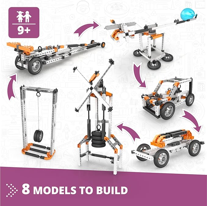 Engino- STEM Toys, Newton's Laws Inertia, Kinetic & Potential Energy, Building Toys for Kids 9+, Creative Engineering Kit, STEM Projects, Gifts for Boys (8 Model Options)