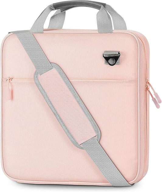 Moko Zipper Binder, 3 Inch 3 Ring Binder with Zipper,700 Sheets Capacity Zipper Binder with Shoulder Strap & Handle,Multi-Pocket Zipper Binder Organizer for Middle School, Pink + Gray