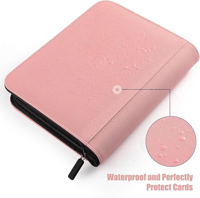 Card Binder 12 Pocket with Zipper, 816 Pockets Trading Card Holder Book, Premium PU Cover Zip Folder Binder, Side Loading Carrying Case Binder Album for TCG, MTG, Sports Cards, Game Cards