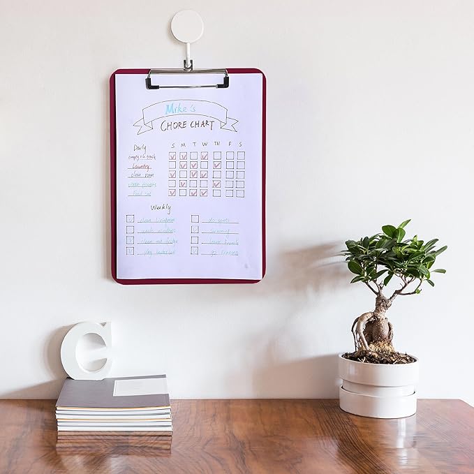 Mr. Pen- Plastic Clipboard, 12.5” x 9”, Dark Red Clipboard Plastic, Low-Profile Metal Clip with Retractable Hanging Hole