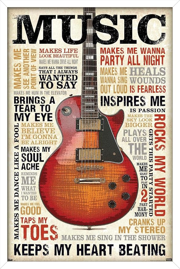 Trends International Music Inspires Me Wall Poster, 22.375" x 34", White Framed Version