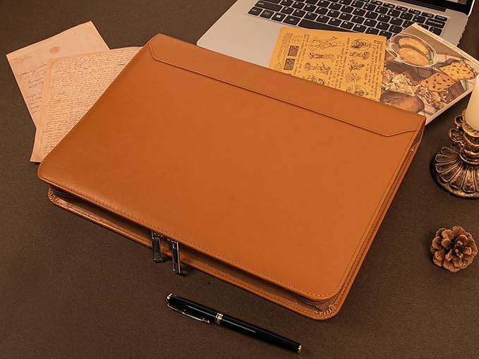 AZXCG Zipper Portfolio Padfolio Binder,3 Ring Padfolio for Women and Men,Business Portfolio Organizer for Women with A4 Writing Pad Holder,Business Portfolio for Meeting,Gift for Valentine's Day