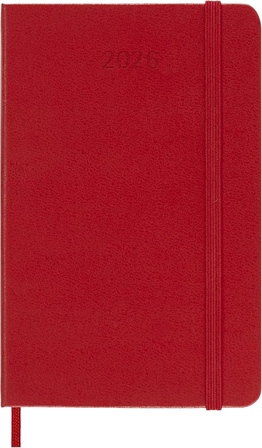 Moleskine Classic 12 Month 2026 Daily Planner, Hard Cover, Pocket (3.5" x 5.5"), Scarlet Red, 400 pages