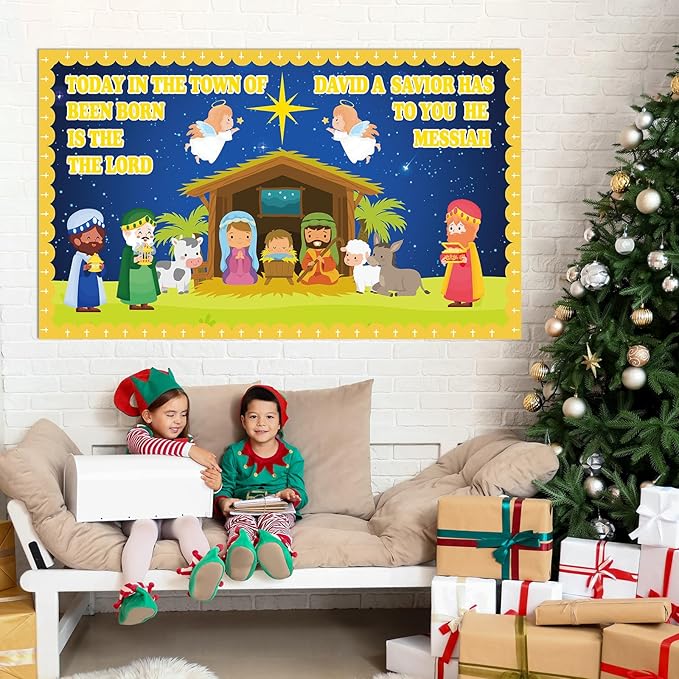 Christmas Nativity Religious Bulletin Board Christian Classroom Decoration Religiou Nativity Scene Cutout Jesus Birth Bulletin Board Church Sunday School VBS Cutouts for Home School Party Supplies