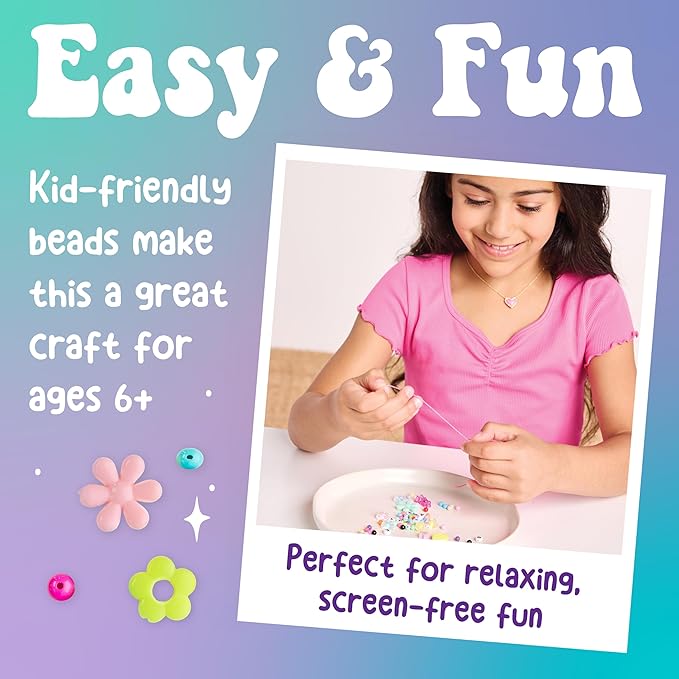 Creativity for Kids Beaded Flower Bracelet Making Kit | DIY Jewelry Craft Kit for Girls | Create 5 Colorful Beaded Bracelets to Wear, Share & Gift | Screen-Free Easter Basket Stuffers (Ages 6+)
