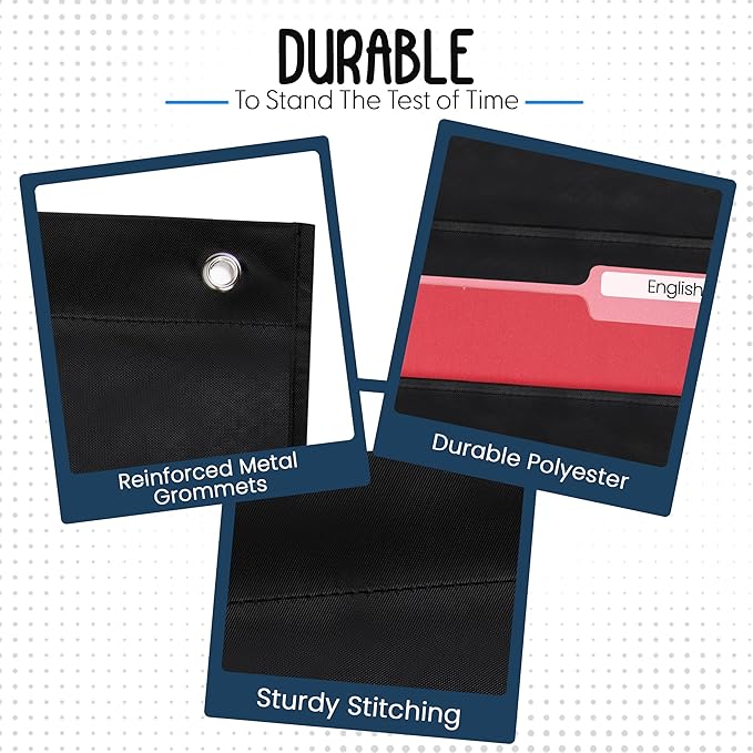 Essex Wares - 5 Pocket File Pocket Chart, Black, 14" Wide x 24" Tall - Versatile Wall Hanging File Folder Organizer for Classroom, Office, Home, and More - Wall Folder Organizer - 5 Pockets