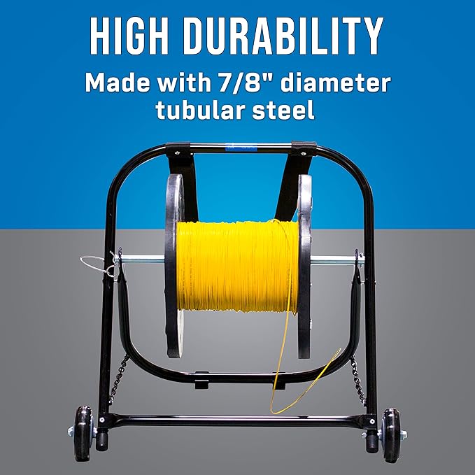 Jonard Tools CC-2721WS High Durability Steel Cable Caddy with Wheels and Pull Strap, Holds Cable Reels Up to 20” Diameter and 100 lbs Capacity,Black