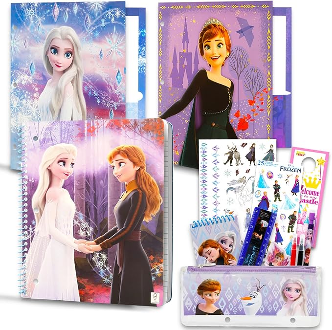 Disney Innovative Designs Frozen 2 Kids School Supplies Set with Pencil Case, Pencils, Notebook - 11 Pcs
