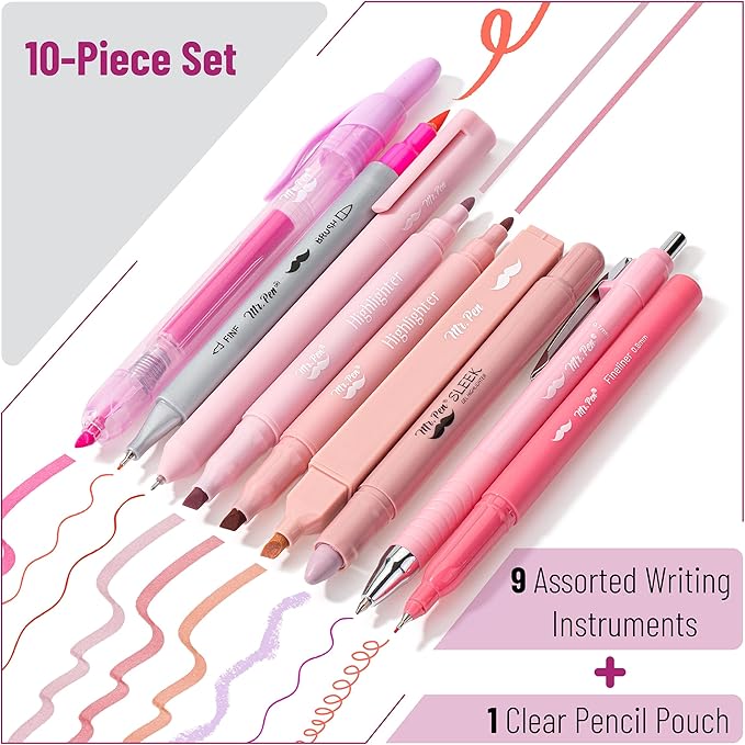 Mr. Pen- 10 Pack Pink Journaling Pens and Highlighters, Bible Journaling Set