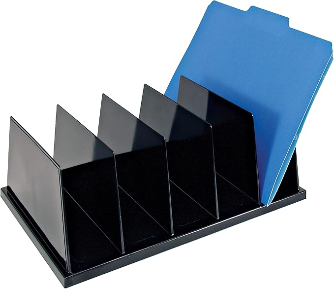 Officemate Recycled Large Standard Sorter, 5 Compartments, 13.5 x 9 x 5 Inches, Black (26192)