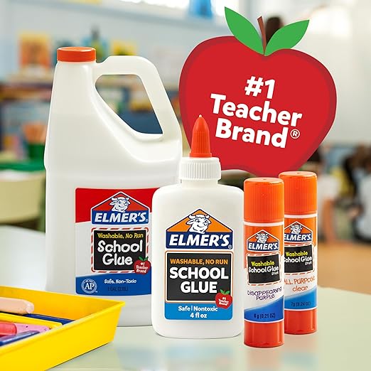 Elmer's Disappearing Purple School Glue Sticks, Washable, 6 Grams, 12 Count - Poster, Vision Board, Back to School, #1 Teacher Brand