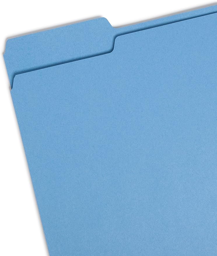 Smead Standard File Folders, Value Filing Bulk Case of 500, Blue, 1/3-Cut Tabs, Letter Size (21122)