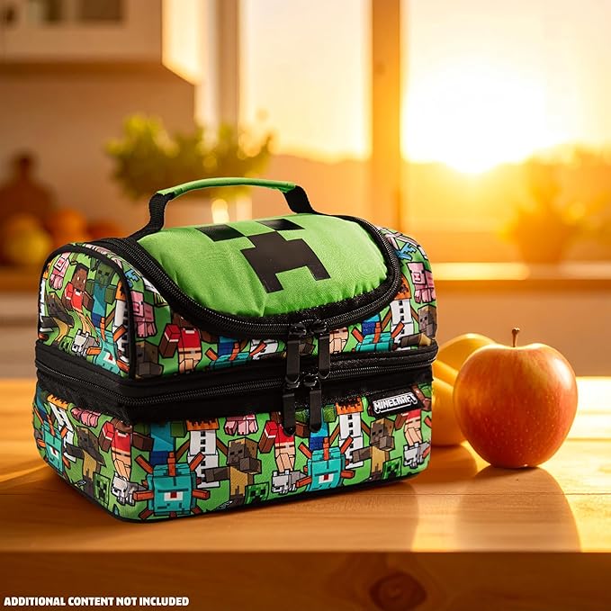 Minecraft Insulated Lunch Bag for Kids Creeper Lunchbox for Boys School Supplies Food Carrier Snacks Picnic Beach Days Travel Gamer Gifts for Kids (Multi)