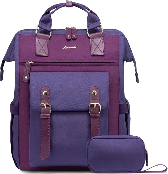 LOVEVOOK 15.6 inch Laptop Backpack for Women, Teacher Nurse Work Travel Backpacks Purse,Computer Bag, Purple Blue