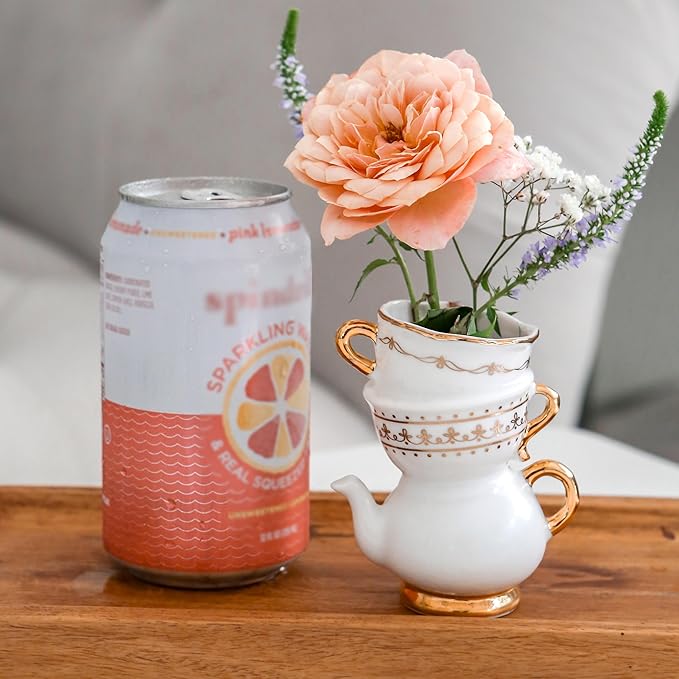 Kate Aspen Vintage Tea Party Antique Look Ceramic Bud Vase (Medium), Party Favor, Take Home Gift, Wedding Decoration, Table Decor, Bridal Shower Decorations