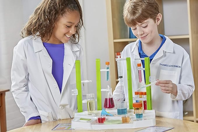 Thames & Kosmos Ooze Labs Chemistry Station Science Experiment Kit, 20 Non-Hazardous Experiments Including Safe Slime, Chromatography, Acids, Bases & More, Multi-Color
