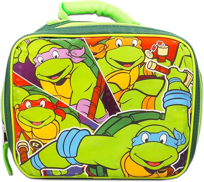 Teenage Mutant Ninja Turtles Mini Backpack with Lunch Box Set - Bundle with 11” TMNT Backpack, Lunch Bag, Stickers, More | TMNT Bag for Toddler Boys