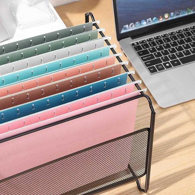 30pcs Hanging File Folders,Decorative Hanging Folder,Letter Size with 1/5-Cut Adjustable Tab Durable 10 Color Assorted for Filing Cabinet Drawer Desk Office Home