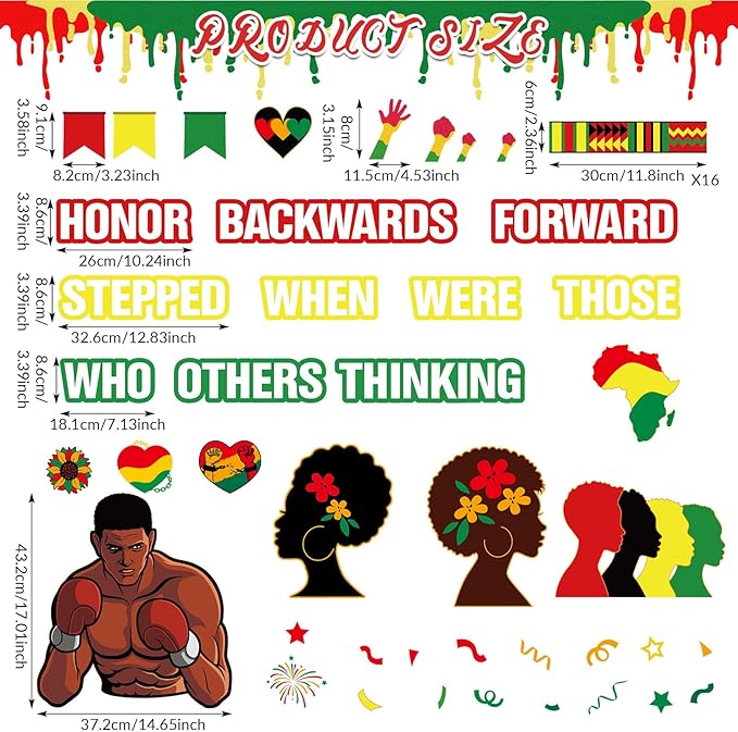 party greeting Black History Month Bulletin Board Set Black History Classroom Decoration African American Inspirational Quotes Paper Cutouts for School Classroom Home Chalkboard Wall Decor Supplies