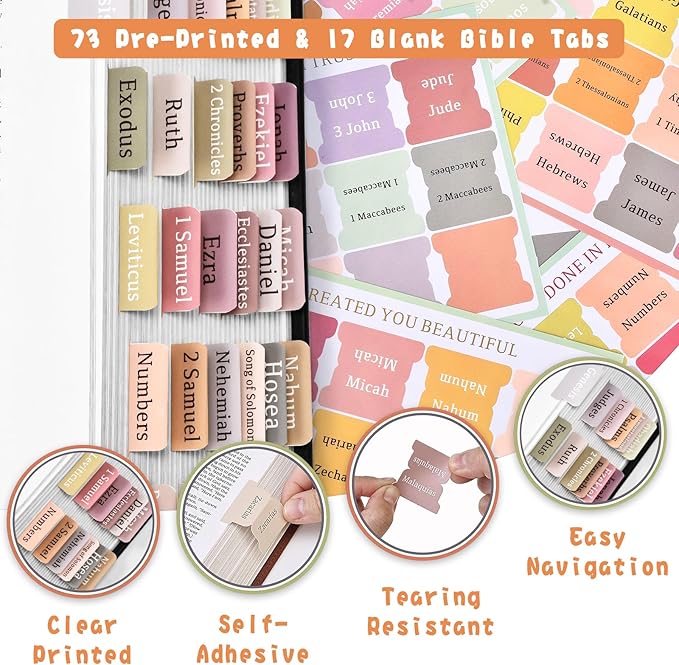 Bible Journaling Kit, Include 6 Bible Highlighters and 6 Pens No Bleed, 90 Laminated Bible Tabs, Magnetic Bookmarks, Sticky Notes, Study Supplies Essentials Set for Women & Men