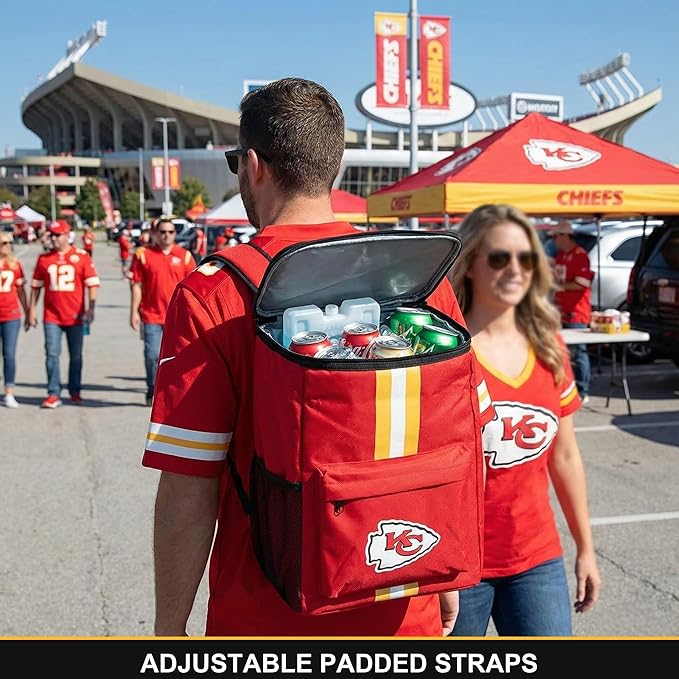Cooler Backpack – Portable Soft Sided Ice Chest – Insulated Bag Holds 36 Cans - Football Gear – Show Your Team Spirit with Officially Licensed Fan Gear