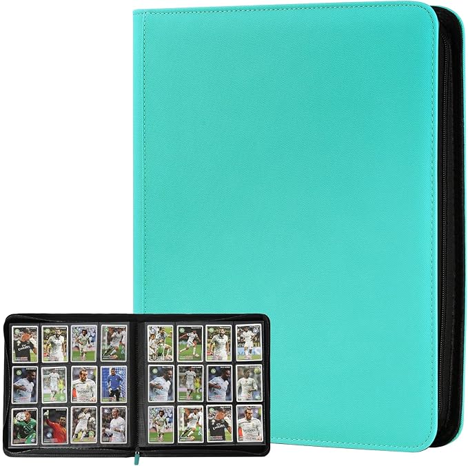 Trading Card Binder 12 Pocket, GERMUN PU Cover Card Binder for 720 Cards, Premium Trading Card Holder Folders, Double Sided Pocket Card Album for MTG, TCG (Lake Blue)