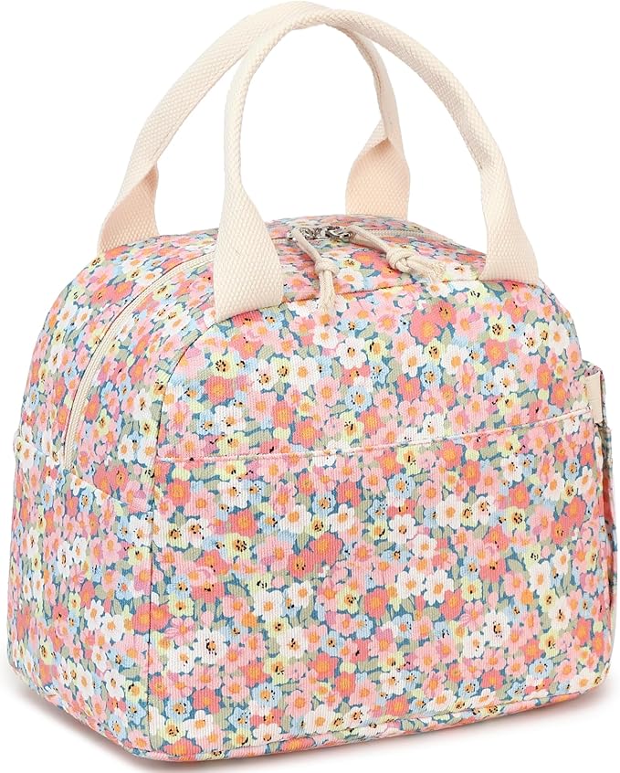 LEDAOU Lunch Box for Women Insulated Lunch Bag Corduroy Lunch Tote Bags Leakproof Cooler Lunch Case for Travel Work Picnic