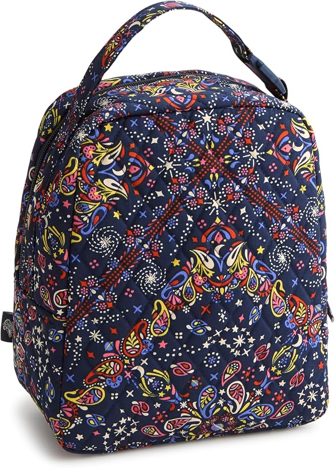 Premium Cotton Large Lunch Bag, Starry Paisley, One Size
