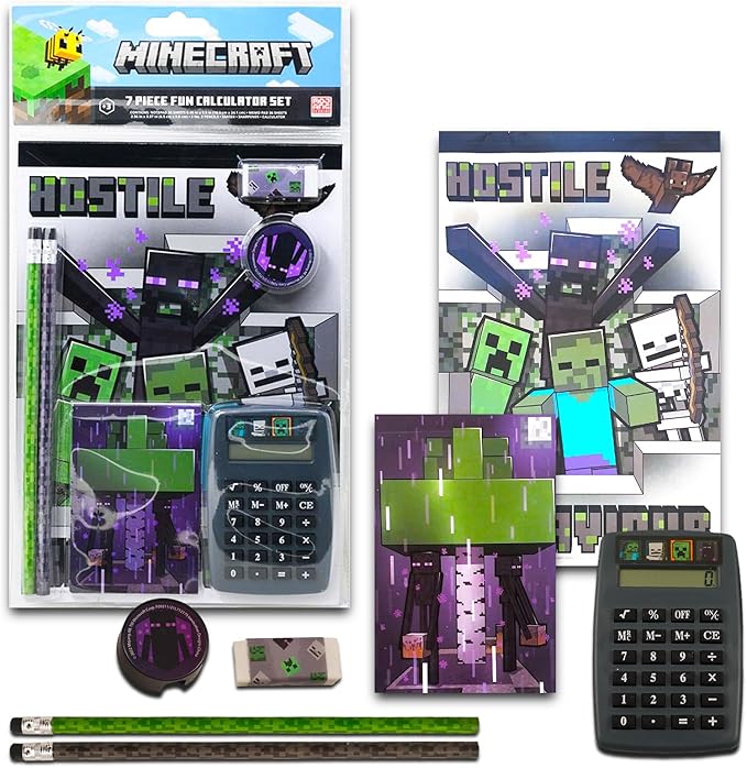 Minecraft Backpack and Lunch Box Set - Bundle of School Supplies with Backpack, Lunch Bag, Water Bottle, Stickers, and More for Kids