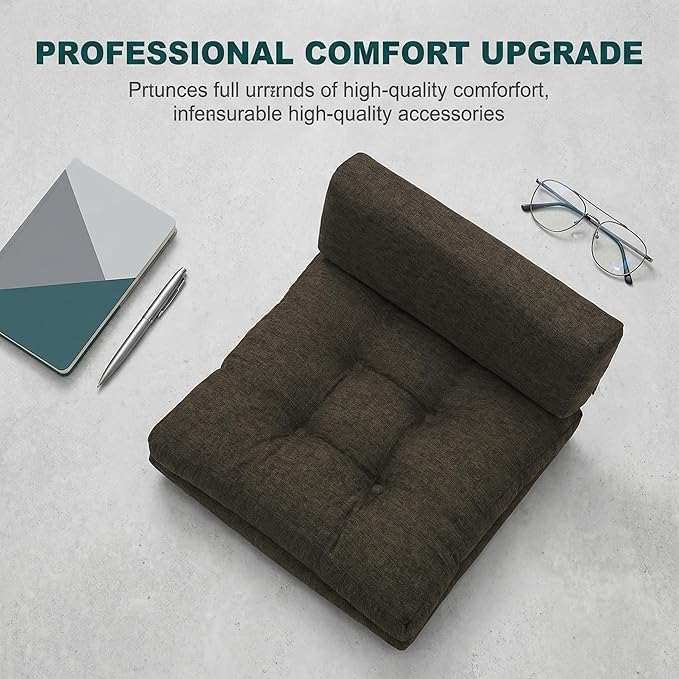 baibu Memory Foam Small Recliner Cushions with Lumbar Support Pillow Set, 18x16x4 Inch Dual-Layer Design Non-Slip Recliner Seat Cushion & Back Support Pillow for Reduce Hip & Lumbar Pain, Brown