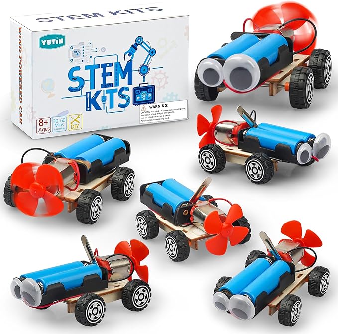 STEM Science Kits for Kids Age 8-12, 6 Set Wind-Powered Cars Science Experiments 8-10 9-12, Wood Building Crafts Kit for Boys Girls, School Classroom STEM Projects Toys Gifts for 8 9 10 12 13 Year Old