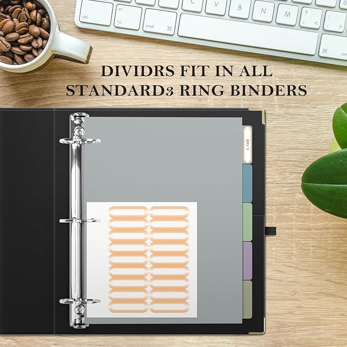 Ospelelf Binder Dividers with Tabs，Durable Paper Dividers for 3 Ring Binder，5 Tab(8.5" * 11")