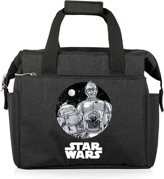 PICNIC TIME Star Wars Droids On The Go Lunch Bag, Soft Cooler Lunch Box, Insulated Lunch Tote, Leak-Resistant Work Lunchbox, Reusable Thermal Cooler Bag, (Black)