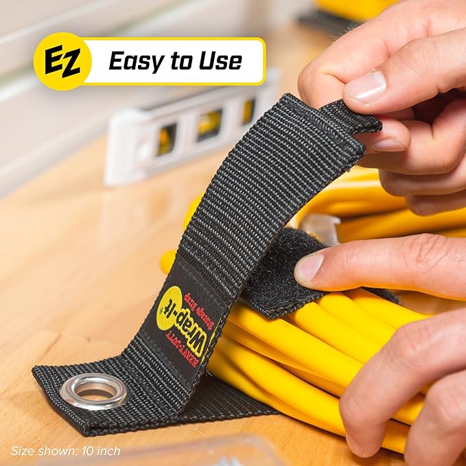 Heavy-Duty Wrap-It Storage Straps, 17-inch (6 Pack) - Extension Cord Organizer, Storage, Cord Straps, Cable Straps for Hoses, Rope, RV, Workshop, Boat, Tools, and Garage Wall Storage and Organization