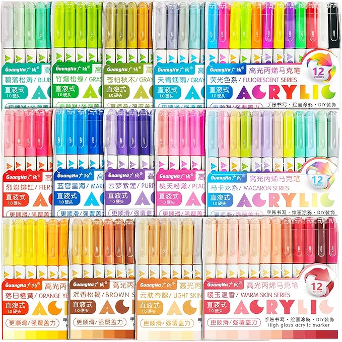 Guangna Acrylic Gel Pens 168 Color, Colored Pens for Journaling, Coloring Books, Calligraphy, Note Taking & DIY Crafts, RollerBall Pen Tip