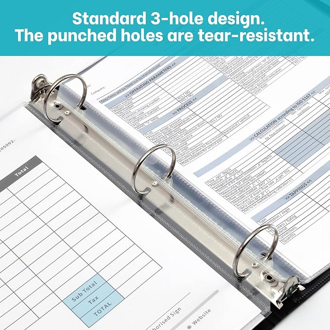 Super Heavyweight 3-Hole Letter Size Sheet Protectors - High Transparency Plastic Heavy Duty Sleeves for 3 Ring Binders, Archival Safe, Durable Page Protectors for Documents, 8.5x11 Inch (100 Pack)