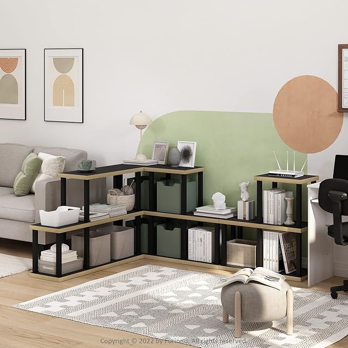 Furinno Turn-N-Tube No Tools 3-Cube Decorative Display Shelf, Americano/Black