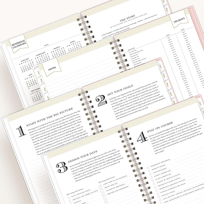 Blue Sky Day Designer 2026 Weekly and Monthly Planner Calendar, January 2026 - December 2026, 5" x 8", Clear Pocket Cover, Durable Twin Wire Binding, Includes Storage Pocket, Stickers, Coming Up Roses
