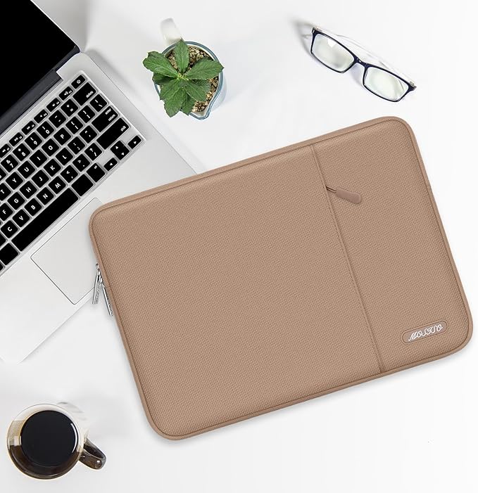 MOSISO Laptop Case 16 inch, 15-15.6 inch Laptop Sleeve Compatible with MacBook Pro 16 M4 M3 M2 M1, HP Acer Dell Lenovo ASUS Notebook, Polyester Vertical Computer Sleeve Bag with Pocket, Bronze Brown