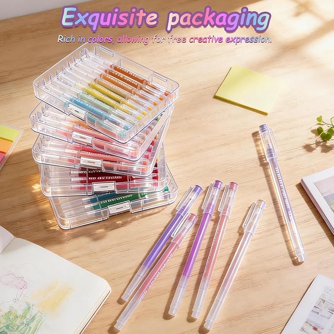 Gel Pens For Coloring, 45 Colors Gel Colored Pens Marker for Adult Coloring Books, 0.6mm Fine Point Pens for Black Paper, Writing, Journaling, Drawing, Art Supplies
