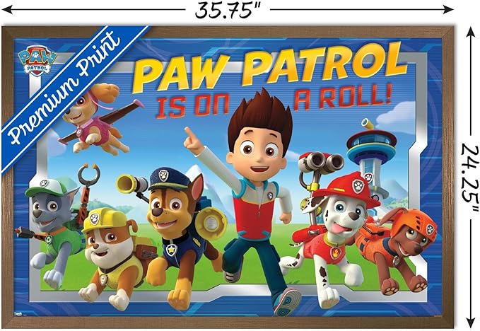Nickelodeon Paw Patrol - Crew Wall Poster, 34L" x 22.4W", Bronze Framed Version