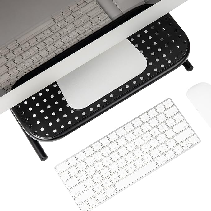 Mind Reader Monitor Stand, Ventilated Laptop Riser, Desktop Organizer, Metal, 14.5"L x 11.25"W x 4.25"H, Set of 2, Black