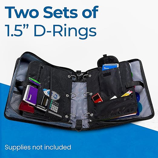 Case-it The Dual 2-in-1 Zipper Binder | Two 1.5-Inch D-Rings, 600 Sheet Capacity, Pencil Pouch & Multiple Pockets | School & Office Organizer with Shoulder Strap | Dual-101 Fire Engine Red